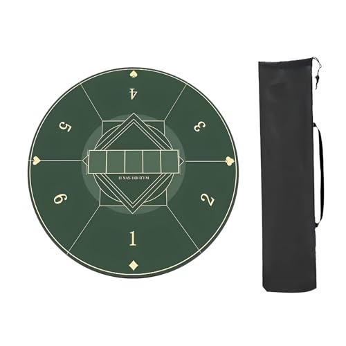 YKMYXZ, Mahjong Tischmatte, Tischmatte, rund, mit Rand, verdickt, rutschfest und geräuschreduzierend, Mahjong-Spielmatte, für Mahjong-Pokerkartenspiele (Grün, 70 x 70 cm) von YKMYXZ