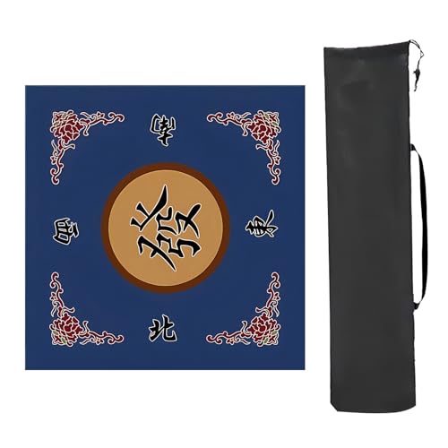 YKMYXZ， Mahjong-Tischmatte, Tischspielmatten, for Tisch mit Aufbewahrungstasche, verdickte rutschfeste und geräuschreduzierende Mahjong-Matte, for Mahjon-Poker(Blue,70x70cm (27.55x27.55in)) von YKMYXZ