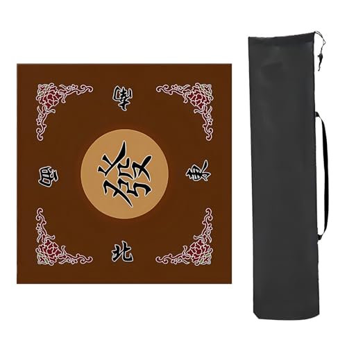 YKMYXZ， Mahjong-Tischmatte, Tischspielmatten, for Tisch mit Aufbewahrungstasche, verdickte rutschfeste und geräuschreduzierende Mahjong-Matte, for Mahjon-Poker(Brown,80x80cm (31.49x31.49in)) von YKMYXZ