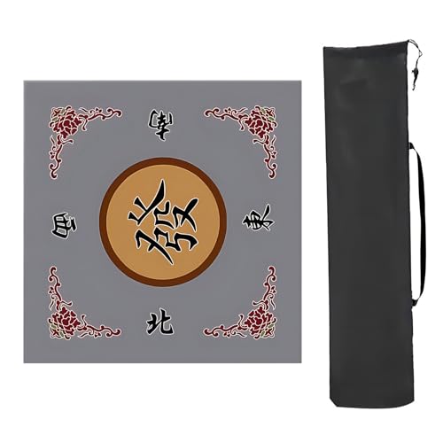 YKMYXZ， Mahjong-Tischmatte, Tischspielmatten, for Tisch mit Aufbewahrungstasche, verdickte rutschfeste und geräuschreduzierende Mahjong-Matte, for Mahjon-Poker(Gray,80x80cm (31.49x31.49in)) von YKMYXZ