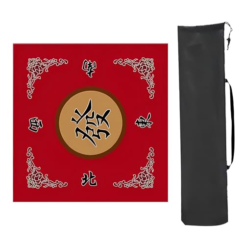 YKMYXZ， Mahjong-Tischmatte, Tischspielmatten, for Tisch mit Aufbewahrungstasche, verdickte rutschfeste und geräuschreduzierende Mahjong-Matte, for Mahjon-Poker(Red,80x80cm (31.49x31.49in)) von YKMYXZ
