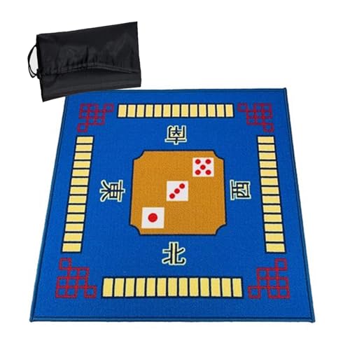 YKMYXZ， Mahjong-Tischmatte, Tischspielmatten, quadratisch, mit Tragetasche, geräuschreduzierende Spielkartenmatte for Poker, Kartenspiele, Brettspiele, Fliesen, Mahjong-Spiele(Blue,30.7x30.7inch) von YKMYXZ