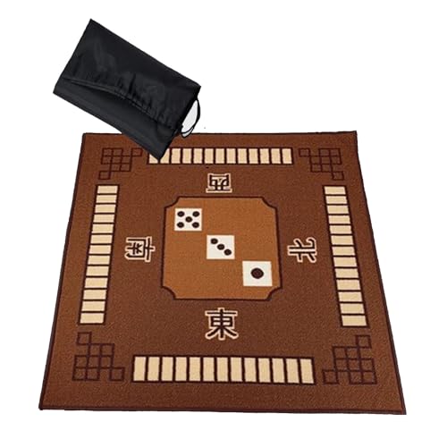YKMYXZ， Mahjong-Tischmatte, Tischspielmatten, quadratisch, mit Tragetasche, geräuschreduzierende Spielkartenmatte for Poker, Kartenspiele, Brettspiele, Fliesen, Mahjong-Spiele(Brown,39.4x39.4inch) von YKMYXZ