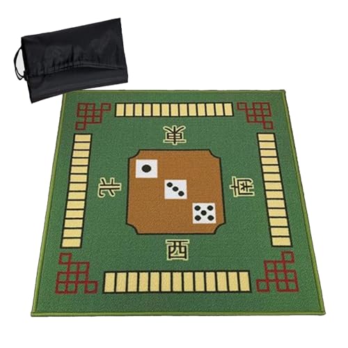 YKMYXZ， Mahjong-Tischmatte, Tischspielmatten, quadratisch, mit Tragetasche, geräuschreduzierende Spielkartenmatte for Poker, Kartenspiele, Brettspiele, Fliesen, Mahjong-Spiele(Green,39.4x39.4inch) von YKMYXZ