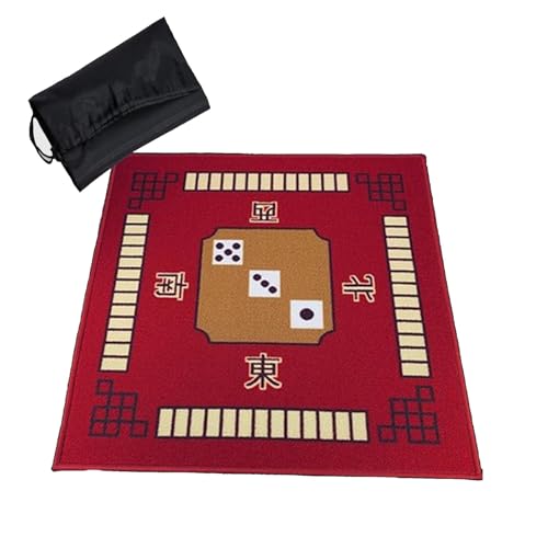 YKMYXZ， Mahjong-Tischmatte, Tischspielmatten, quadratisch, mit Tragetasche, geräuschreduzierende Spielkartenmatte for Poker, Kartenspiele, Brettspiele, Fliesen, Mahjong-Spiele(Red,30.7x30.7inch) von YKMYXZ