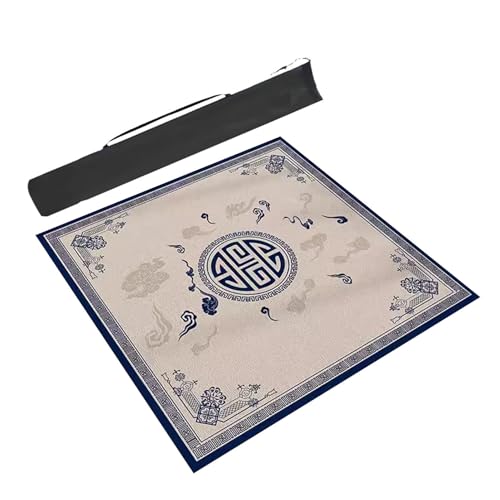 YKMYXZ， Mahjong-Tischmatte, Tischspielmatten, quadratisch mit Gummi-Rückseite, rutschfest, geräuschreduzierend, Dicke Spieltischabdeckung for Karten, Poker(Blue,37.4x37.4in/95x95cm) von YKMYXZ