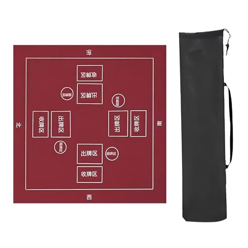 YKMYXZ, Mahjong Tischmatte Tischspielmatten, for Tische mit Regeln, verdickte Anti-Rutsch-und Geräuschunterdrückung Mahjong-Matte, für Mahjong-Spiele und Pokerspiele(Red,70x70cm(27.55x27. 55in)) von YKMYXZ