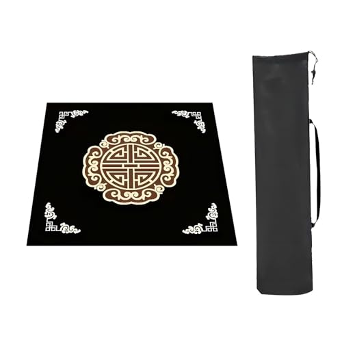 YKMYXZ， Mahjong-Tischmatte Tischspielmatten, verdickt mit Aufbewahrungstasche, rutschfeste und geräuschreduzierende Mahjong-Matte, for Poker-Kartenspiele, Fliesenspiele(Black,70x70cm(27.55x27.55in)) von YKMYXZ