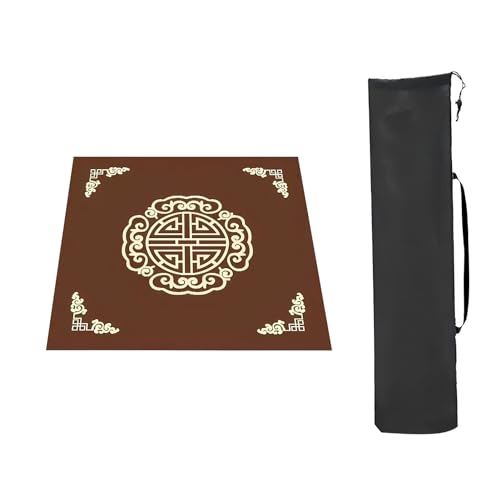 YKMYXZ， Mahjong-Tischmatte Tischspielmatten, verdickt mit Aufbewahrungstasche, rutschfeste und geräuschreduzierende Mahjong-Matte, for Poker-Kartenspiele, Fliesenspiele(Brown,70x70cm(27.55x27.55in)) von YKMYXZ
