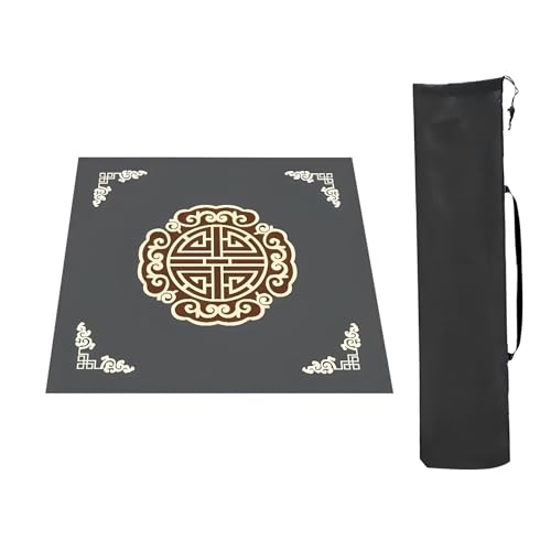 YKMYXZ， Mahjong-Tischmatte Tischspielmatten, verdickt mit Aufbewahrungstasche, rutschfeste und geräuschreduzierende Mahjong-Matte, for Poker-Kartenspiele, Fliesenspiele(Gray,70x70cm(27.55x27.55in)) von YKMYXZ