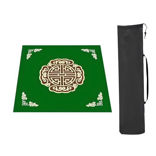 YKMYXZ， Mahjong-Tischmatte Tischspielmatten, verdickt mit Aufbewahrungstasche, rutschfeste und geräuschreduzierende Mahjong-Matte, for Poker-Kartenspiele, Fliesenspiele(Green,80x80cm(31.49x31.49in)) von YKMYXZ