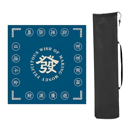 YKMYXZ， Mahjong-Tischmatte Tischspielmatten, verdickte quadratische Mahjong-Tischmatte, rutschfeste Tischmatte zur Geräuschreduzierung, for Poker-Kartenspiele, Brettspiele, Fliesenspiele(Blue,85x85cm von YKMYXZ