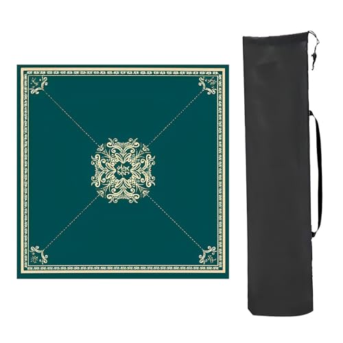 YKMYXZ， Mahjong-Tischmatte Tischspielmatten, verdickte quadratische Mahjong-Tischmatte, rutschfeste Tischmatte zur Geräuschreduzierung, for Poker-Kartenspiele, Brettspiele, Fliesenspiele(Green,70x70cm von YKMYXZ