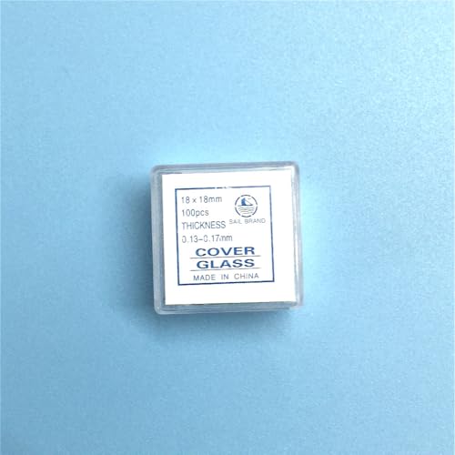 YKMYXZ, Mikroskop-Deckglas, Mikroskop-Objektträger, quadratisches Deckglas, 18 x 18 mm, 20 x 20 mm, 22 x 22 mm, 24 x 24 mm, 24 x 32 mm, 24 x 40 mm, 100 Stück(18 x 18 mm 100 Pcs) von YKMYXZ