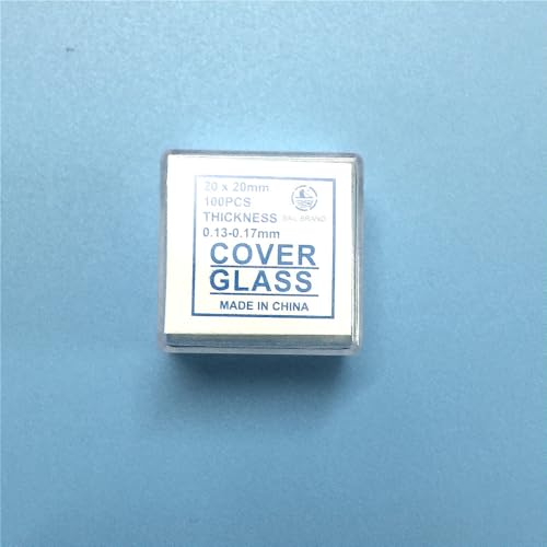 YKMYXZ, Mikroskop-Deckglas, Mikroskop-Objektträger, quadratisches Deckglas, 18 x 18 mm, 20 x 20 mm, 22 x 22 mm, 24 x 24 mm, 24 x 32 mm, 24 x 40 mm, 100 Stück(20 x 20 mm 100 Pcs) von YKMYXZ