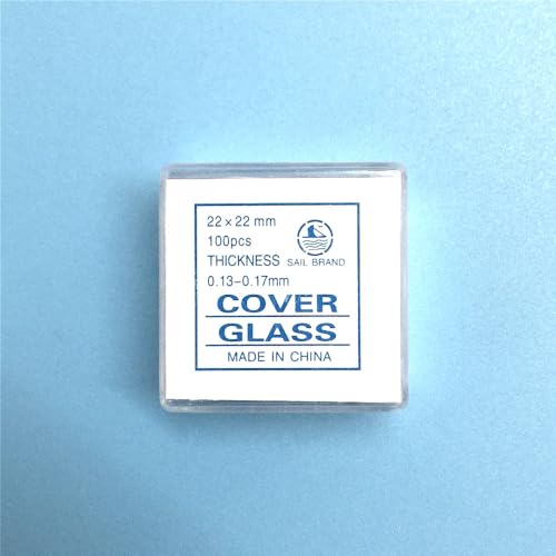 YKMYXZ, Mikroskop-Deckglas, Mikroskop-Objektträger, quadratisches Deckglas, 18 x 18 mm, 20 x 20 mm, 22 x 22 mm, 24 x 24 mm, 24 x 32 mm, 24 x 40 mm, 100 Stück(22 x 22 mm 100 Pcs) von YKMYXZ