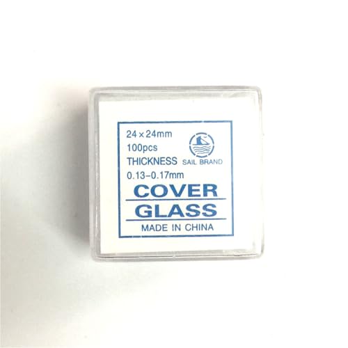 YKMYXZ, Mikroskop-Deckglas, Mikroskop-Objektträger, quadratisches Deckglas, 18 x 18 mm, 20 x 20 mm, 22 x 22 mm, 24 x 24 mm, 24 x 32 mm, 24 x 40 mm, 100 Stück(24 x 24 mm 100 Pcs) von YKMYXZ