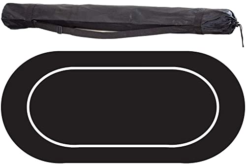YKMYXZ， Pokertisch-Layout, tragbare ovale Pokertischmatte mit Tragetasche(Black) von YKMYXZ