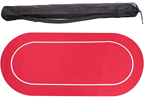 YKMYXZ， Pokertisch-Layout, tragbare ovale Pokertischmatte mit Tragetasche(Red) von YKMYXZ
