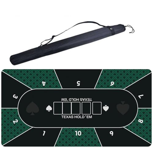 YKMYXZ， Pokertischmatte 120 x 60 cm, 8–10 Spieler, zusammenklappbares Pokertisch-Layout mit Tragetasche for Pokerspiele von YKMYXZ