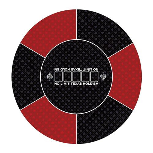 YKMYXZ， Professionelle runde Pokermatte for Texas Holdem mit Tragetasche, tragbarer Pokertischplatte(Red,L) von YKMYXZ