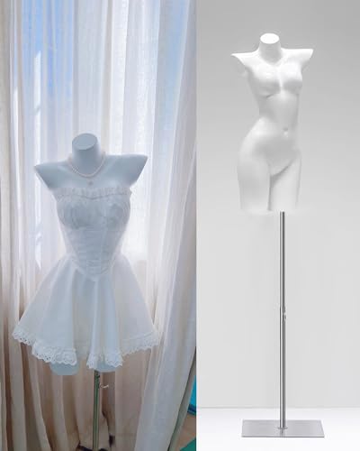 YKMYXZ, Realistische Schaufensterpuppe, leichtes Gewicht, kurviger Schaufensterpuppen-Torso, halbe Größe for Kleidung(with Stand) von YKMYXZ