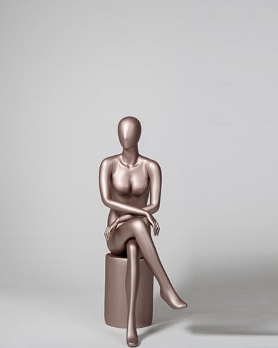 YKMYXZ, Roségoldener Schneiderpuppen-Torso for Hosen, Hemden und Kleider, lebendiges, lebensgroßes Kleiderschaufenstermodell for Frauen(Full Body Sit) von YKMYXZ