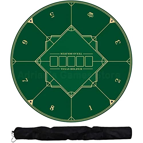 YKMYXZ， Runde professionelle Pokermatte, tragbare Gummi-Pokertischplatte for 8 Spieler mit Tragetasche(Green) von YKMYXZ