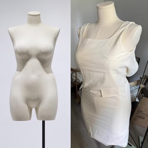 YKMYXZ, Schneiderpuppe in Übergröße, kopflos, kurvig, realistisch, Ganzkörper-Mannequin for Nähen, Präsentation von Kleidung und BHS(Gold,Stand A) von YKMYXZ