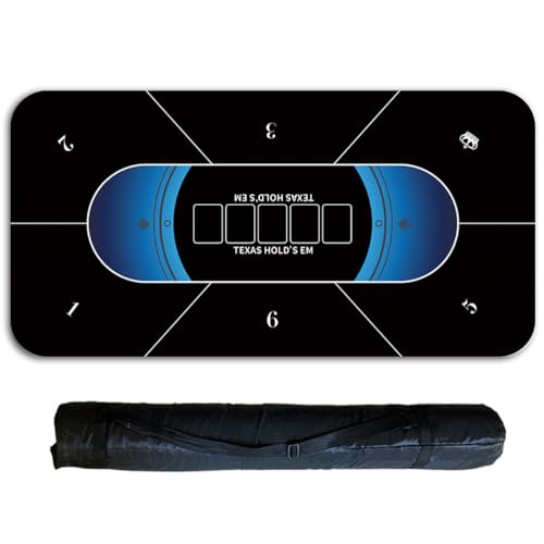 YKMYXZ， Texas Hold'em Pokermatte for bis zu 6 Spieler, Pokertischmatten-Layout mit Aufbewahrungstasche for Pokerspiele(Black 6 Players,1.2 x 0.6 M) von YKMYXZ