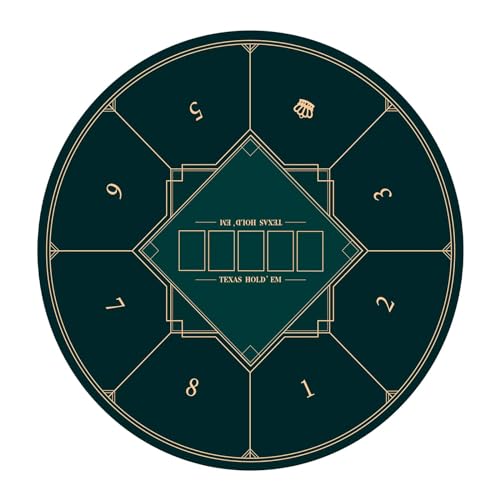 YKMYXZ， Tragbare runde Pokermatte for Texas Holdem, 8 Spieler, zusammenklappbare Pokertischplatte mit Art-Deco-Layout-Druckmatte(Green,S) von YKMYXZ