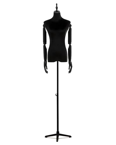YKMYXZ, Verstellbare Kleidermodellpuppe mit Metallsockel, Torso for Fotografie/Schaufenster/Schneider/Schmuckpräsentation(Stand B with Arms) von YKMYXZ