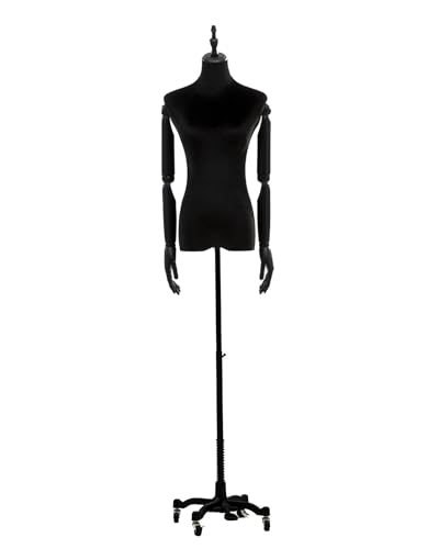 YKMYXZ, Verstellbare Kleidermodellpuppe mit Metallsockel, Torso for Fotografie/Schaufenster/Schneider/Schmuckpräsentation(Stand D with Arms) von YKMYXZ