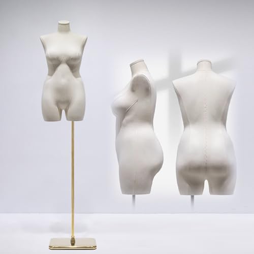 YKMYXZ, Weibliche Schneiderpuppe, Torso, höhenverstellbar, Schaufensterpuppe mit Ständer(Gold,Stand B) von YKMYXZ