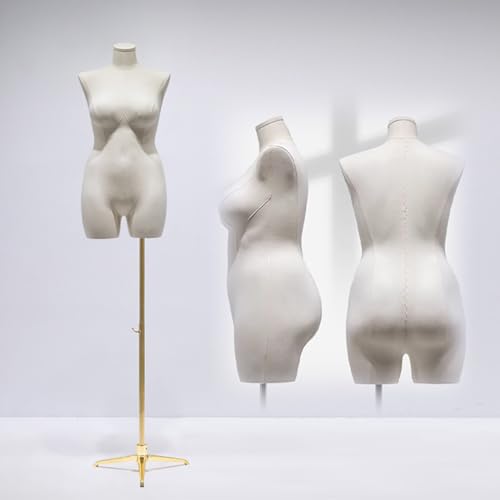 YKMYXZ, Weibliche Schneiderpuppe, Torso, höhenverstellbar, Schaufensterpuppe mit Ständer(Gold,Stand C) von YKMYXZ