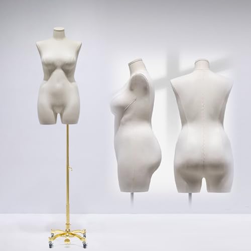 YKMYXZ, Weibliche Schneiderpuppe, Torso, höhenverstellbar, Schaufensterpuppe mit Ständer(Gold,Stand D) von YKMYXZ