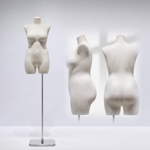 YKMYXZ, Weibliche Schneiderpuppe, Torso, höhenverstellbar, Schaufensterpuppe mit Ständer(Silver,Stand B) von YKMYXZ