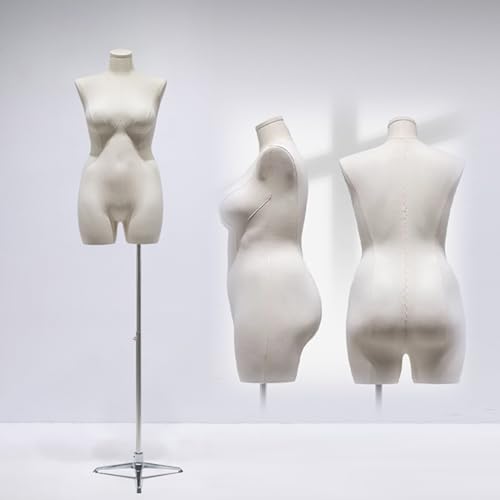 YKMYXZ, Weibliche Schneiderpuppe, Torso, höhenverstellbar, Schaufensterpuppe mit Ständer(Silver,Stand C) von YKMYXZ