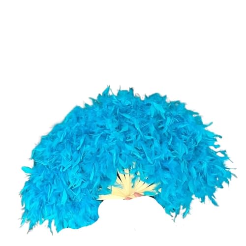 YKMYXZ, Zusammenklappbare Federfächer, 70 x 40 cm, großer Flauschiger Federfächer, Bühnenaufführung, Tanzfächer, Fotografie-Requisiten, Federfächer(Blue) von YKMYXZ