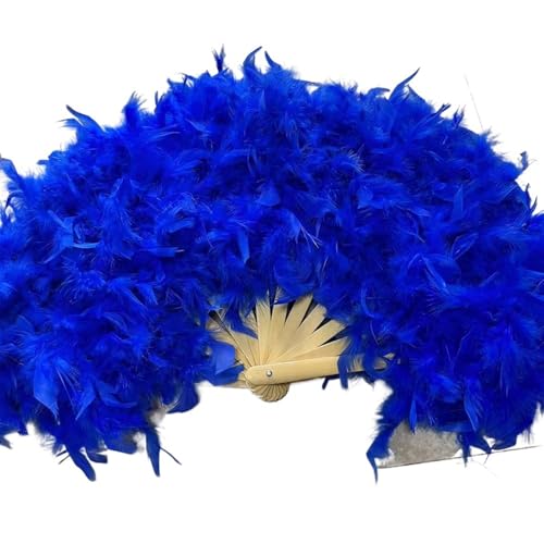 YKMYXZ, Zusammenklappbare Federfächer, 70 x 40 cm, großer Flauschiger Federfächer, Bühnenaufführung, Tanzfächer, Fotografie-Requisiten, Federfächer(Dark Blue) von YKMYXZ