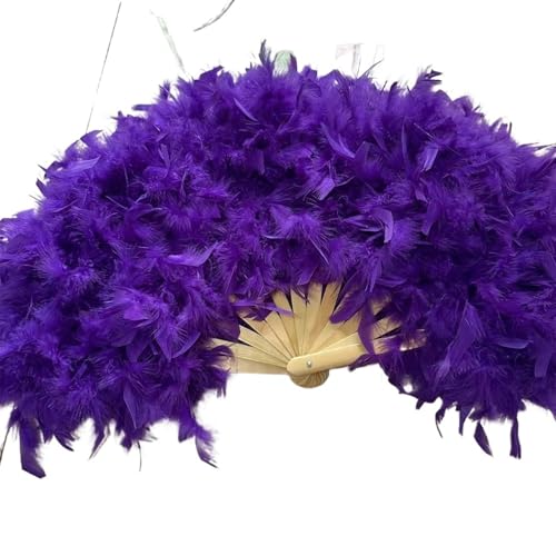 YKMYXZ, Zusammenklappbare Federfächer, 70 x 40 cm, großer Flauschiger Federfächer, Bühnenaufführung, Tanzfächer, Fotografie-Requisiten, Federfächer(Dark Purple) von YKMYXZ
