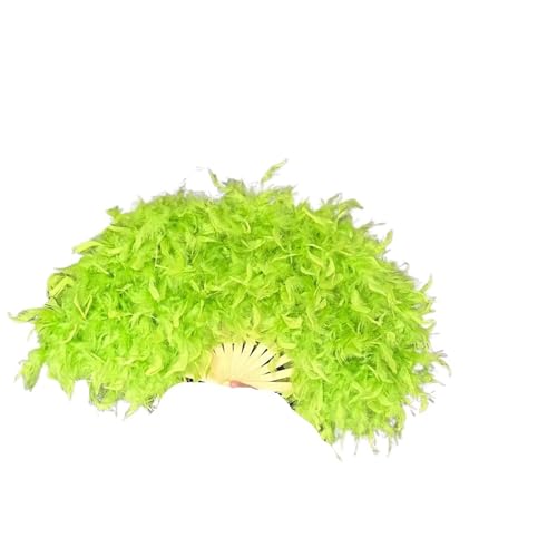 YKMYXZ, Zusammenklappbare Federfächer, 70 x 40 cm, großer Flauschiger Federfächer, Bühnenaufführung, Tanzfächer, Fotografie-Requisiten, Federfächer(Light Green) von YKMYXZ