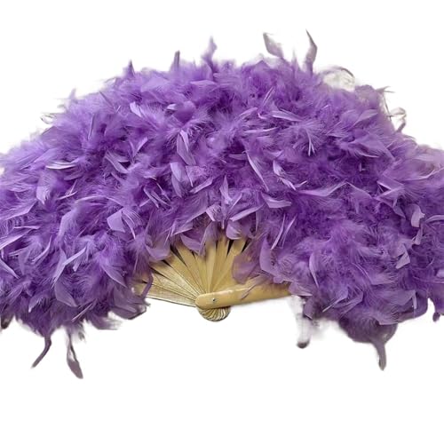 YKMYXZ, Zusammenklappbare Federfächer, 70 x 40 cm, großer Flauschiger Federfächer, Bühnenaufführung, Tanzfächer, Fotografie-Requisiten, Federfächer(Light Purple) von YKMYXZ
