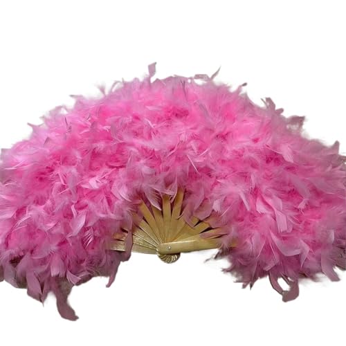 YKMYXZ, Zusammenklappbare Federfächer, 70 x 40 cm, großer Flauschiger Federfächer, Bühnenaufführung, Tanzfächer, Fotografie-Requisiten, Federfächer(Pink) von YKMYXZ
