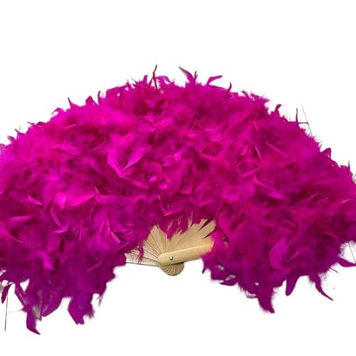 YKMYXZ, Zusammenklappbare Federfächer, 70 x 40 cm, großer Flauschiger Federfächer, Bühnenaufführung, Tanzfächer, Fotografie-Requisiten, Federfächer(Rose Pink) von YKMYXZ