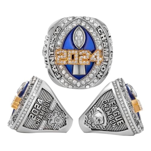 YKMYXZ 2024 Fantasy Football Championship Ring mit Holzkisten Rugby FFL League Champion Ringe Souvenir Geschenke(10#) von YKMYXZ