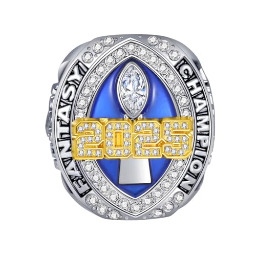 YKMYXZ 2025 Fantasy Football Championship Ring mit Holzboxen FFL Champion Ringe Rugby League Souvenir(13#) von YKMYXZ