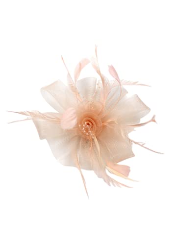 YKMYXZ Blumen-Stirnband, Damen Fascinator Hut Haarspange Feder Hochzeit Braut Cocktailhut Derby Kirche Bankett for Mädchen(MSM 003 champagne) von YKMYXZ