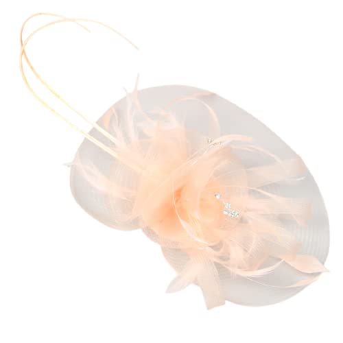 YKMYXZ Blumen-Stirnband, Damen Fascinator Hut Haarspange Feder Hochzeit Braut Cocktailhut Derby Kirche Bankett for Mädchen(MSM 012 champagne) von YKMYXZ