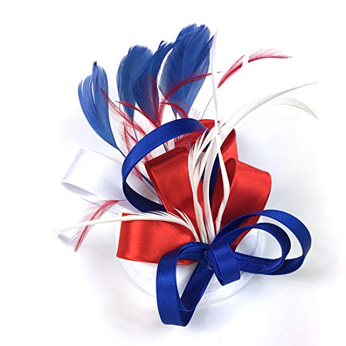 YKMYXZ Blumen-Stirnband, Damen Fascinator Hut Haarspange Feder Hochzeit Braut Cocktailhut Derby Kirche Bankett for Mädchen(MSM 018 colorful) von YKMYXZ